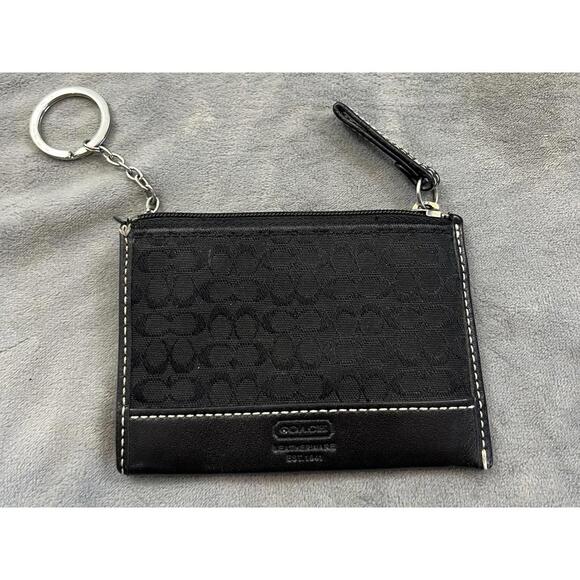 Coach Black Logo Coin Purse With Key Chain - Picture 1 of 7